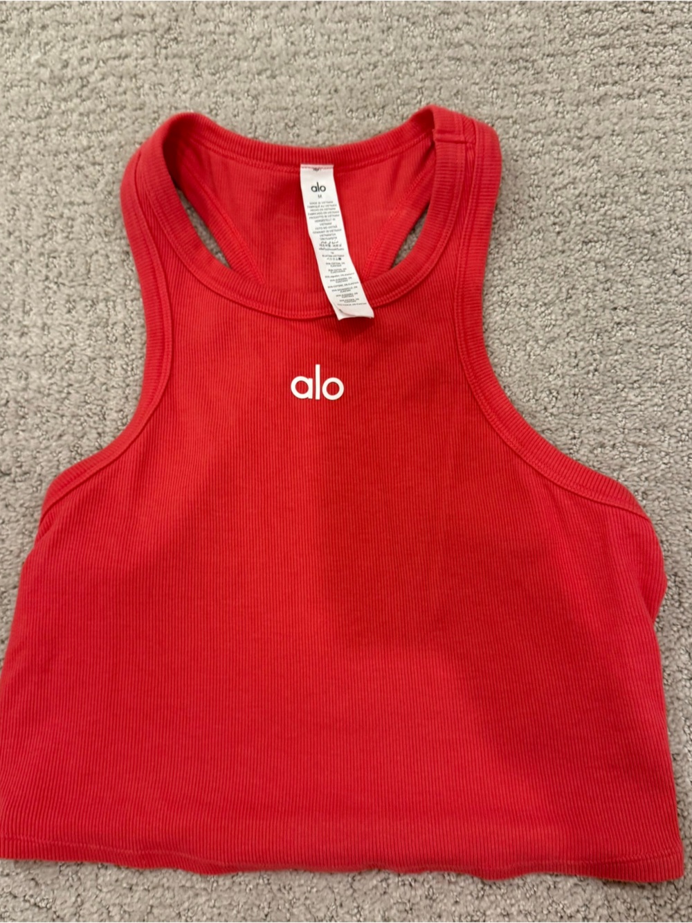 ALO Yoga Red Ribbed Tank Top